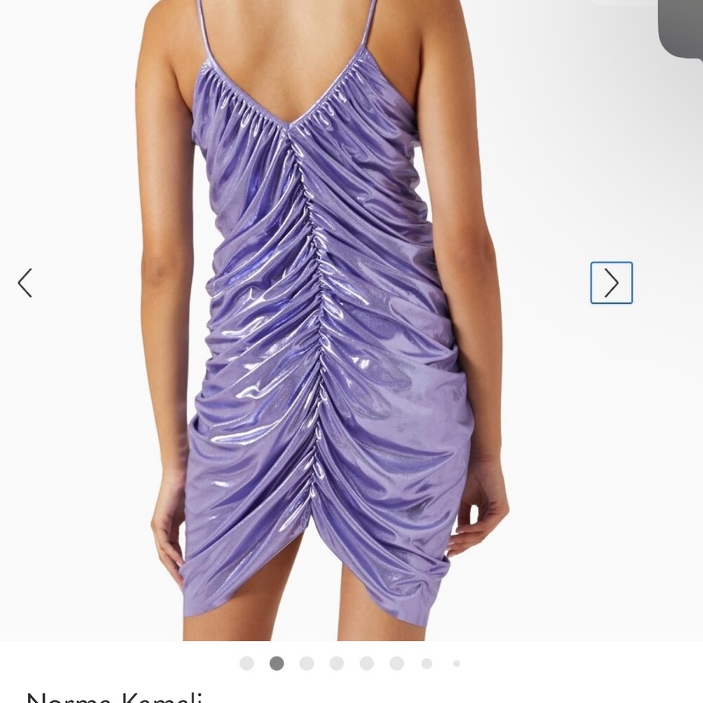 Norma Kamali Diana Slip Mini Ruched Spaghetti Strap Dress Large